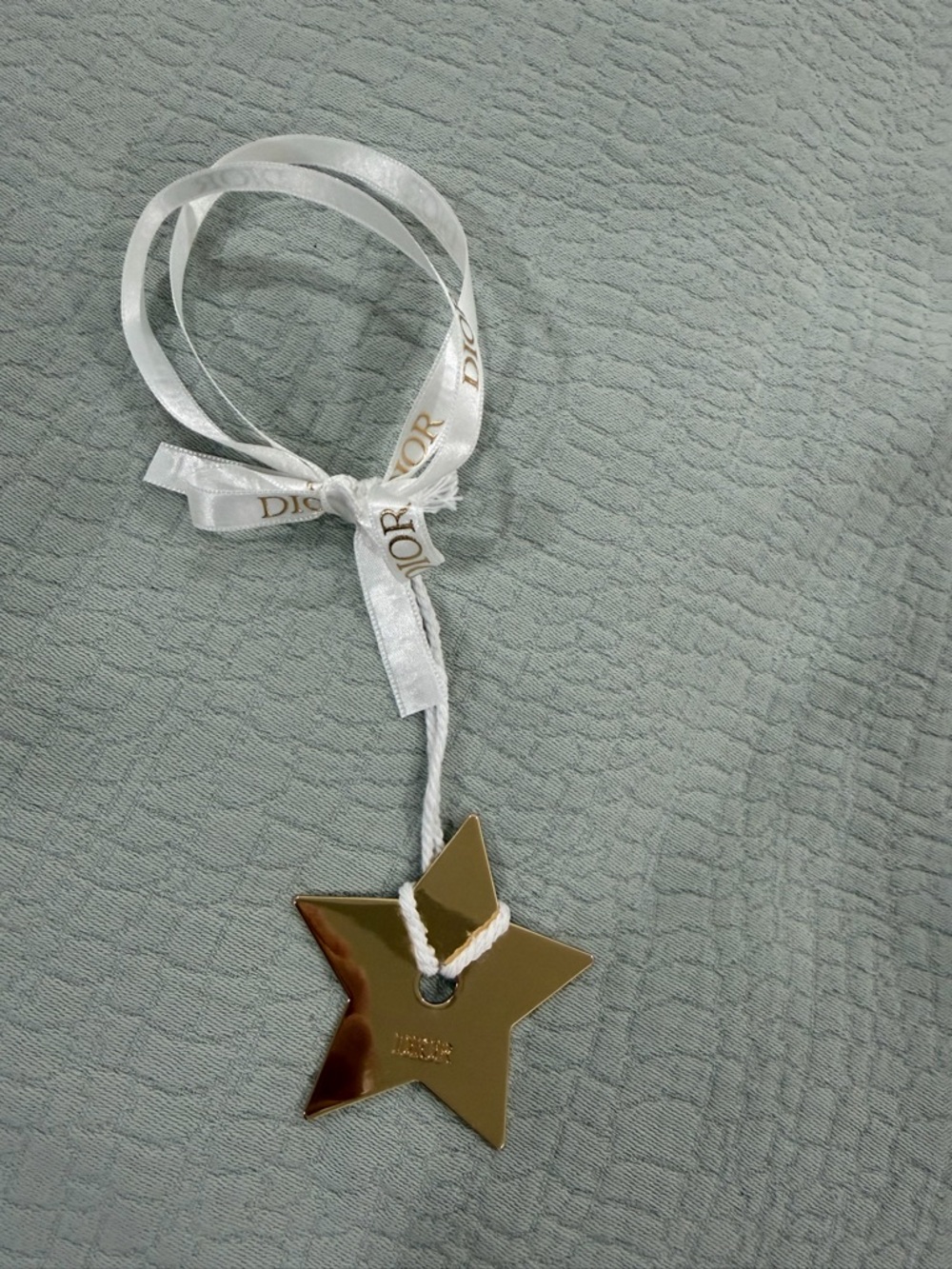 Dior Gold Star Ornament with White Logo Ribbon - Picture 2 of 2